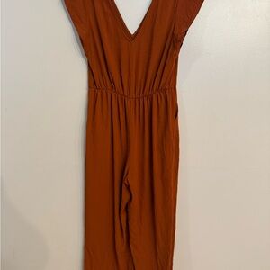 Rust Orange V-Neck Jumpsuit